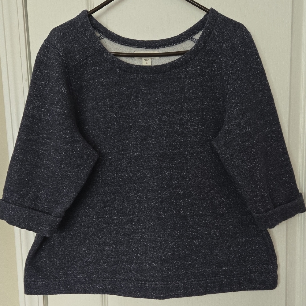 Coldwater Creek Dark Blue Crew Neck Sweater Sweatshirt Elbow Sleeves